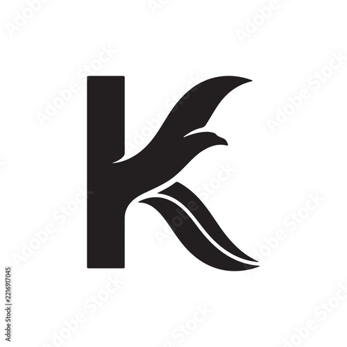 K_letter silhouette icon vector flat design