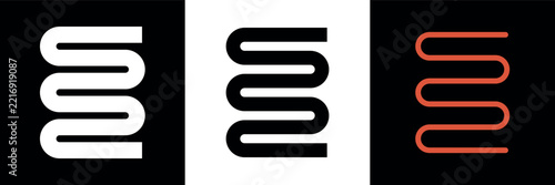 Heating element icon. Symbol for warming, heat, or heating. Heating coil or serpentine element. Electric underfloor heating, heating cable. Tubular electric heating element.