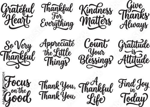 Inspirational quotes collection features gratitude and thankfulness.