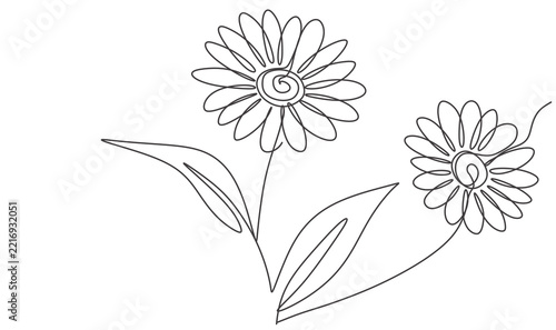 Abstract flower one line art, continuous line drawing. Minimalist art style. Vector isolated