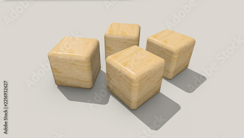 3d wooden cubes with shadow