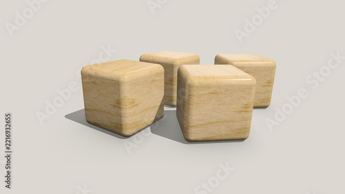 3d wooden cubes with shadow