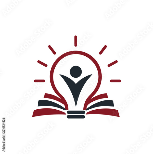 Professional Modern Lightbulb Open Book Human Figure Vector Logo Design