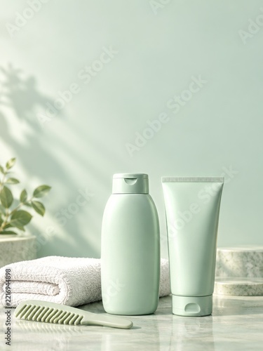 Mint Haircare Bottle and Conditioner Tube with Towel and Wide Comb