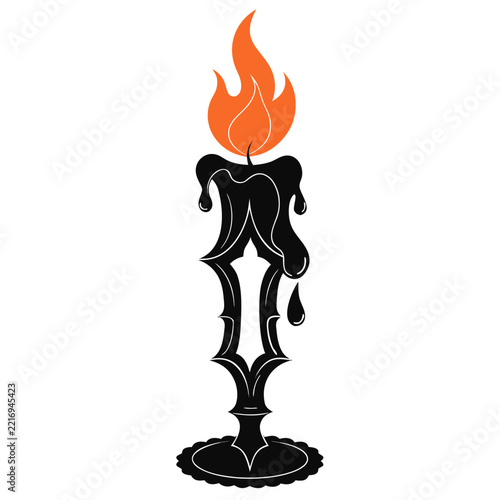 burning candle on a white background