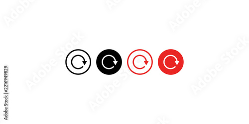 Set of four circular arrow icons in black and red for refresh or repeat actions.