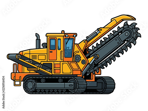 Showcasing Trencher Machine Digging Vibrant High-Quality Stock Image
