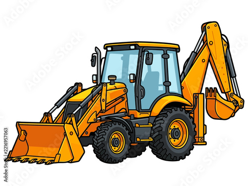 Featuring Backhoe Loader Crisp High-Quality Stock Image