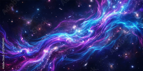 Cosmic galaxy background with glowing blue and magenta nebula wave and stars galaxy space stars universe deep cosmos astronomy stellar interstellar gas