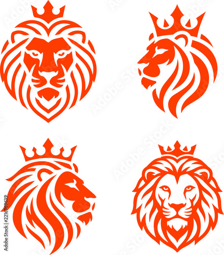 Lion logo crown king vector