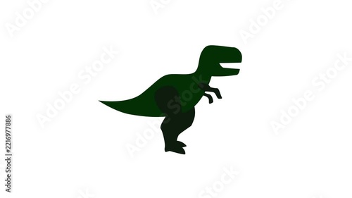 Animated green T-Rex dinosaur icon. Green Dinosaur T-Rex Icon walking animation.
