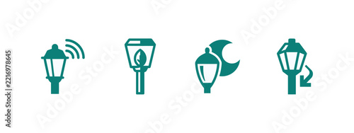 Smart Street Lighting Solar LED Lamp Night and Energy Saving Icons