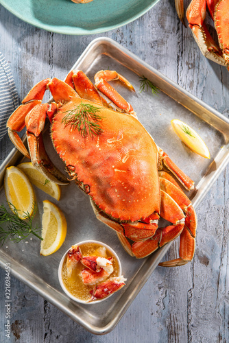 Platter of King Crabs with Butter and Lemon