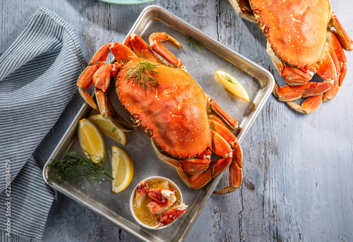 Platter of King Crabs with Butter and Lemon