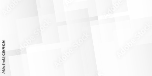 White and gray overlap triangle technology creative cube pattern. minimal transparent rectangle randomly white lines web square background layers. overlapping banner web business design.