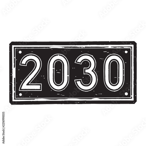 Vintage Style Year Number Twenty Thirty Design Isolated Illustration