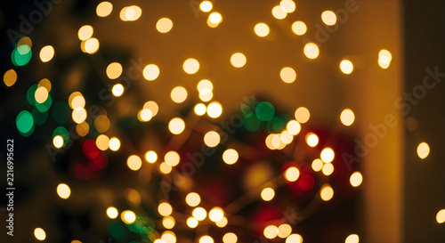 Warm bokeh lights on dark background
