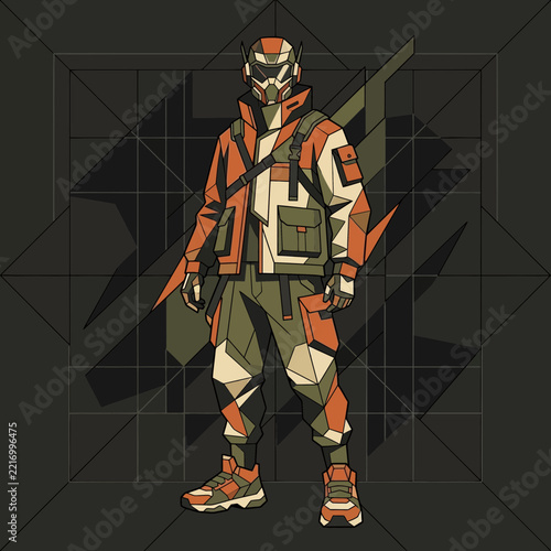 Futuristic Soldier Geometric Design