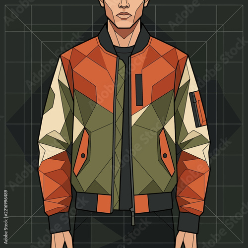 Geometric Bomber Jacket Fashion Design Illustration