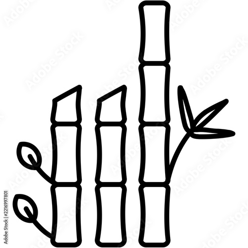 Bamboo stalk group with leaves Icon