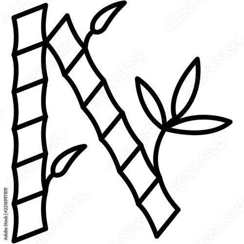 Bamboo stems with leaf branches Icon