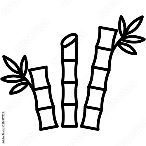 Bamboo cluster with side leaves Icon