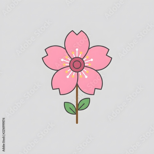 Minimalist Pink Cherry Blossom Flower Icon