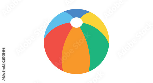Colorful beach ball illustration on a white background segmented with bright hues