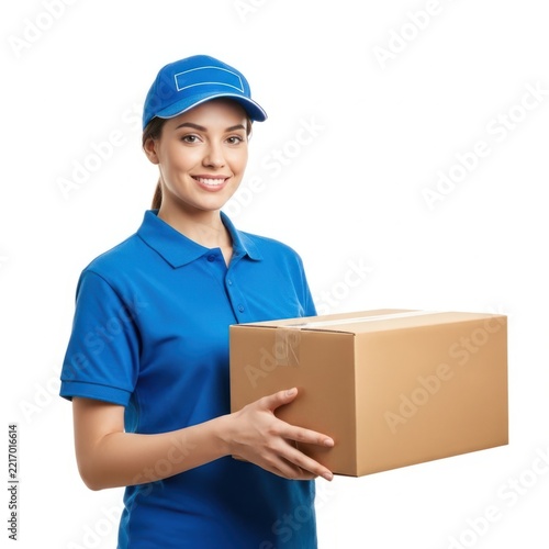 Delivery worker holding package, ready for delivery