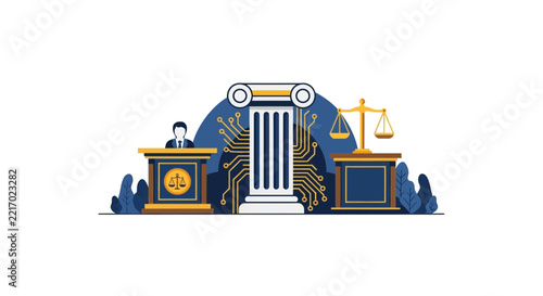Legal Technology and Digital Justice Concept Illustration