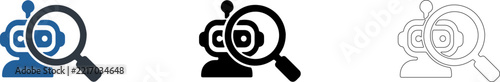AI Robot Search and Analysis Magnifying Glass Icon