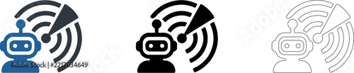 AI Robot Wireless Signal Communication and Connectivity Icon