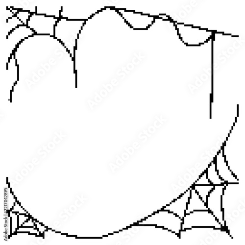 pixel art spiderweb frame cobweb border halloween corner square icon
