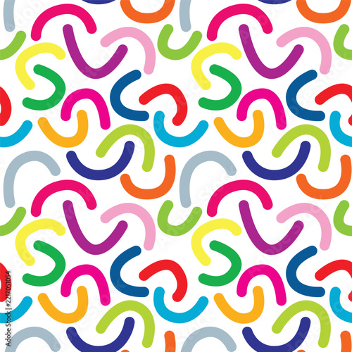A colorful and modern seamless vector illustration featuring abstract curved lines on a white background.
