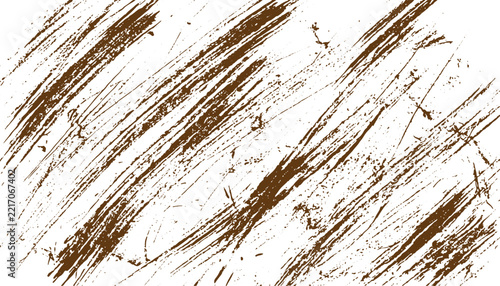 Distressed heavy diagonal brush strokes and rough wood grain texture brown and white vector illustration, abstract weathered background