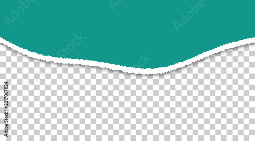 Teal Torn Paper Border with Rough Edges and Transparent Background for Graphic Design Layouts