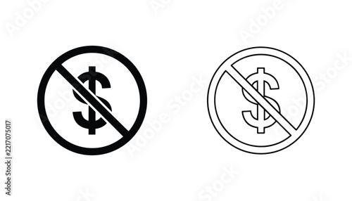 No money dollar currency prohibited symbol vector sign