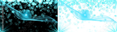 Abstract blue light waves and bokeh particles overlay for digital