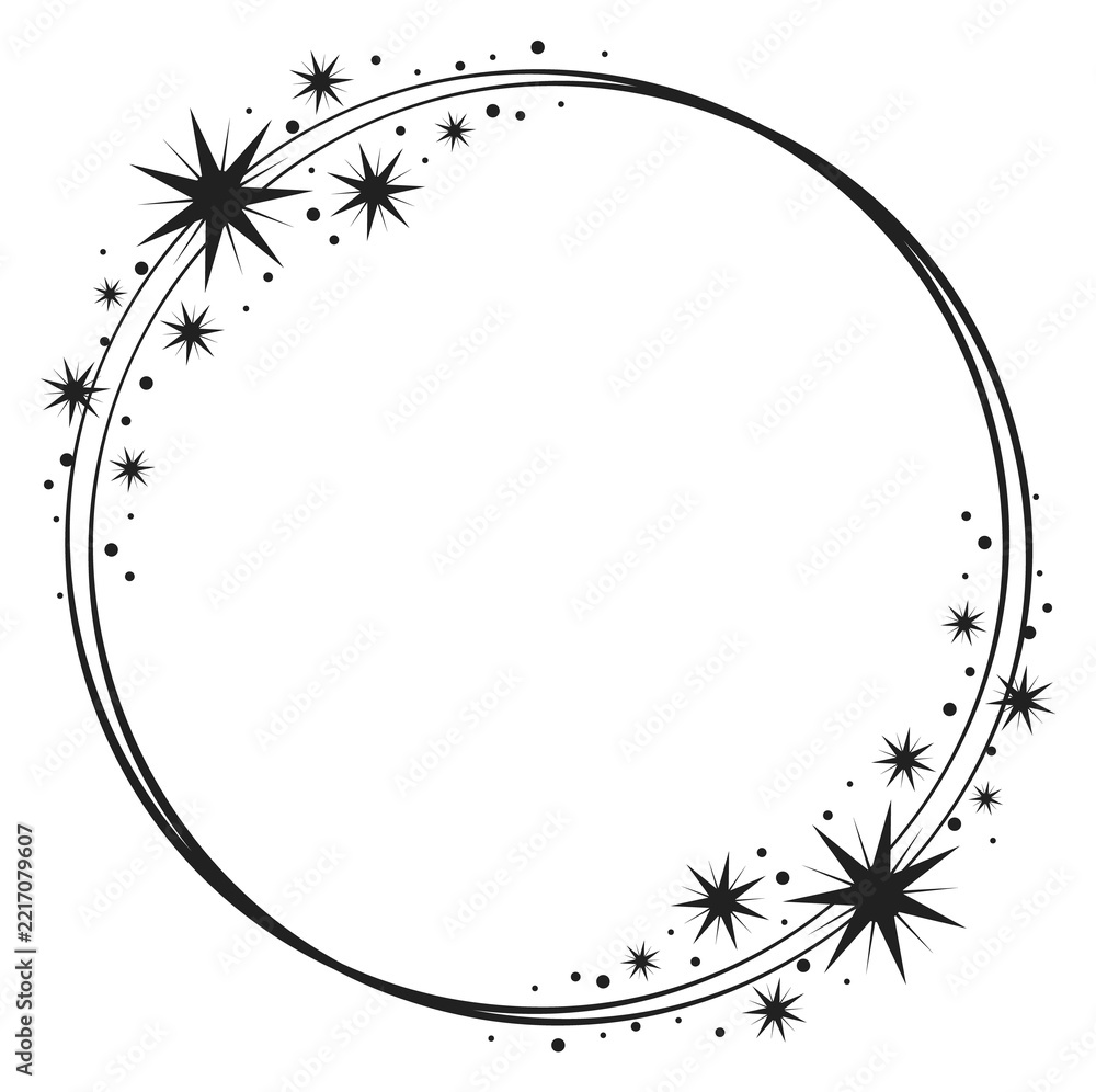Fototapeta premium A black and white image of a circle with stars surrounding it
