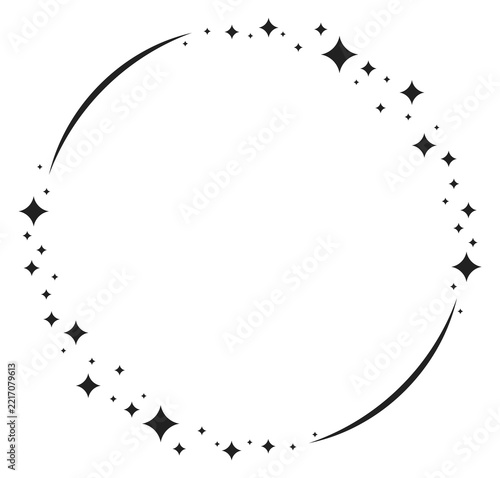 A black and white circle with a white background