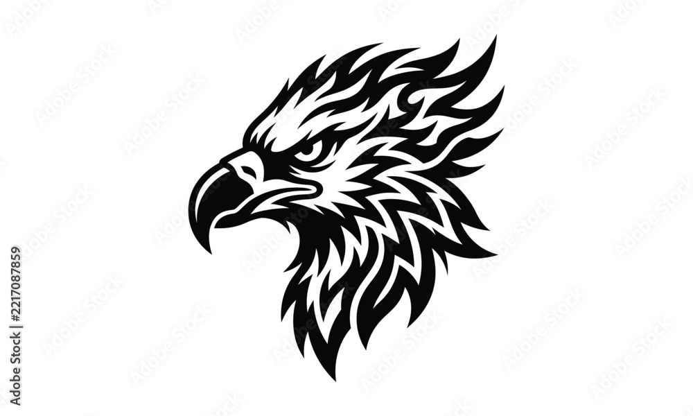 Fototapeta premium Intricate tribal eagle head design a powerful symbol of strength and freedom