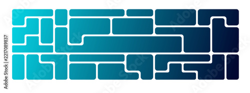 Blue geometric maze, clean abstract labyrinth pattern with rounded paths and teal gradient for contemporary backgroundsBlue geometric maze, clean abstract labyrinth pattern with rounded paths and teal