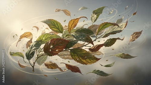 Herbstblätter tanzen im Licht