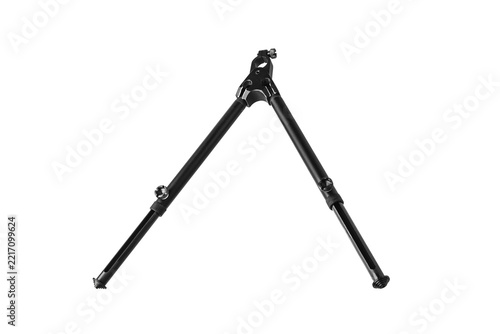 Black tactical bipod for sniper rifle