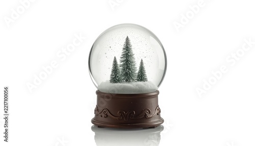 Winter Forest Snow Globe Isolated on White Background