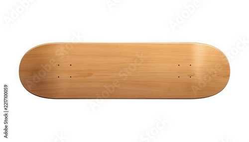 Blank Wooden Skateboard Deck Isolated on White Background