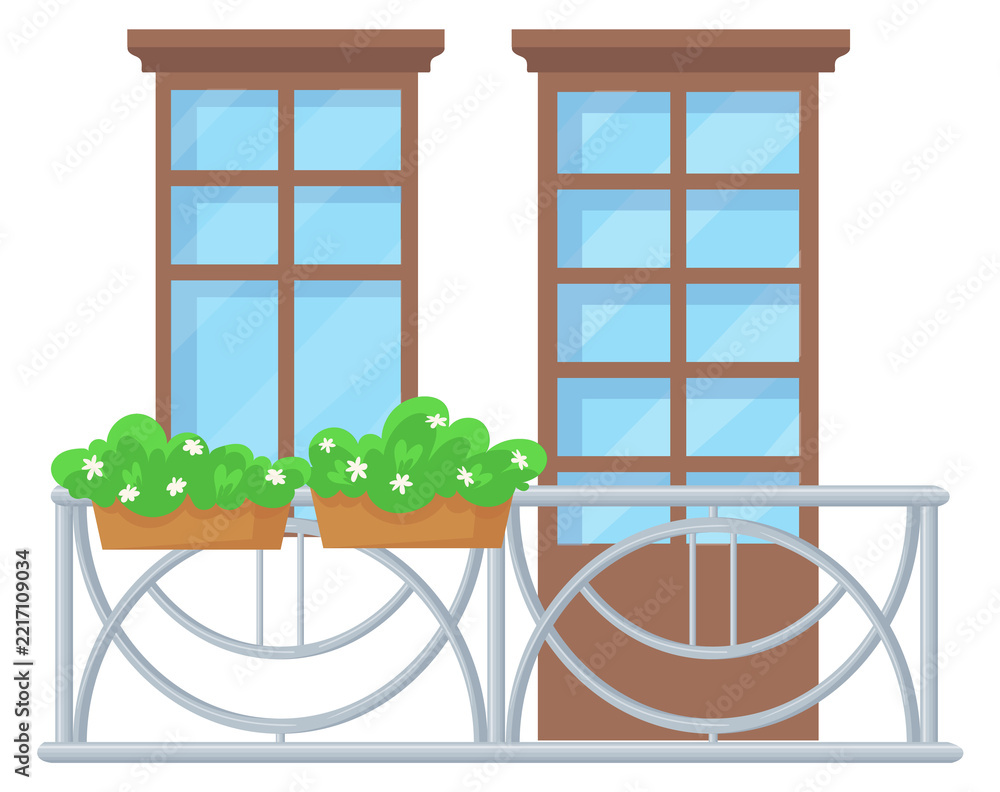 Fototapeta premium City building balcony. Apartment greenery decoration element