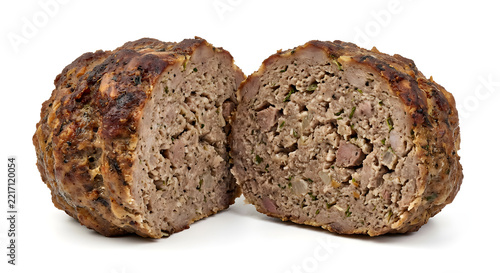 Welsh faggot one large rustic round Isolated on White Background