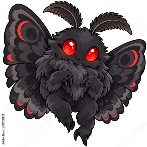 Cute Fluffy Mothman Cryptid Flying