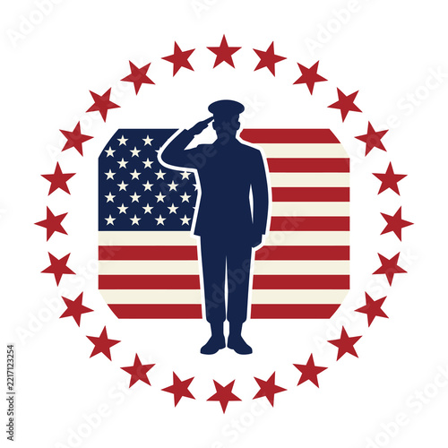 American soldier saluting flag patriotic symbol